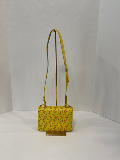 PRADA NWT Saffiano Flap Shoulder Bag in Yellow Palm Print — Authentic Pre-Owned | Crossbody