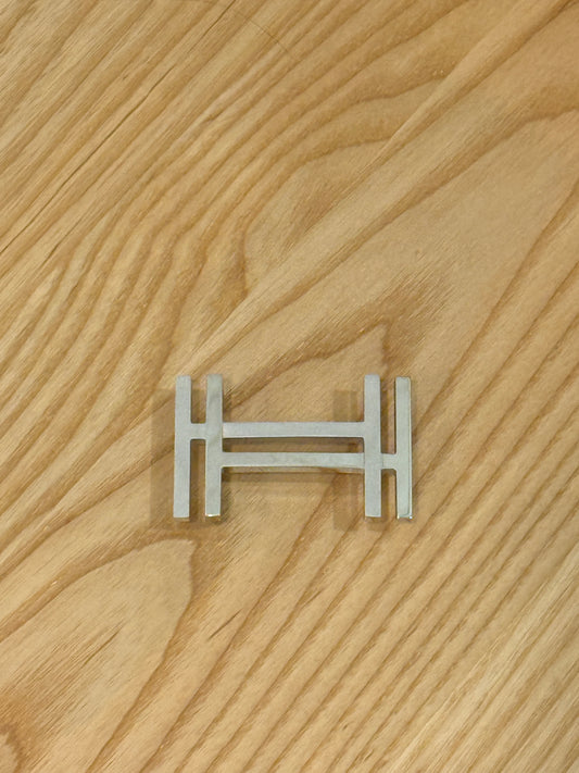 HERMES Buckle Belt Brushed Silver