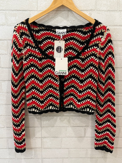 GANNI NWT Cotton Knitted LS Cardigan/S