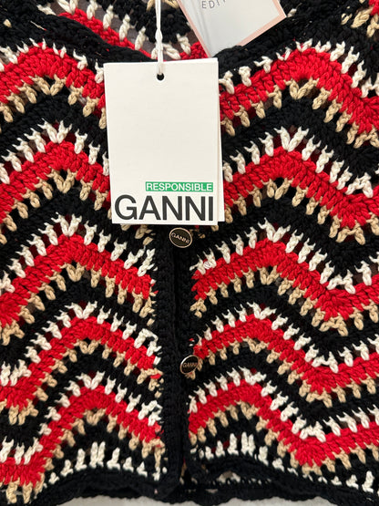 GANNI NWT Cotton Knitted LS Cardigan/S