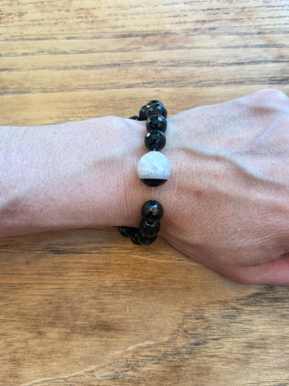 NO BRAND Macrame Rhinestones Hematite Beads Bracelet