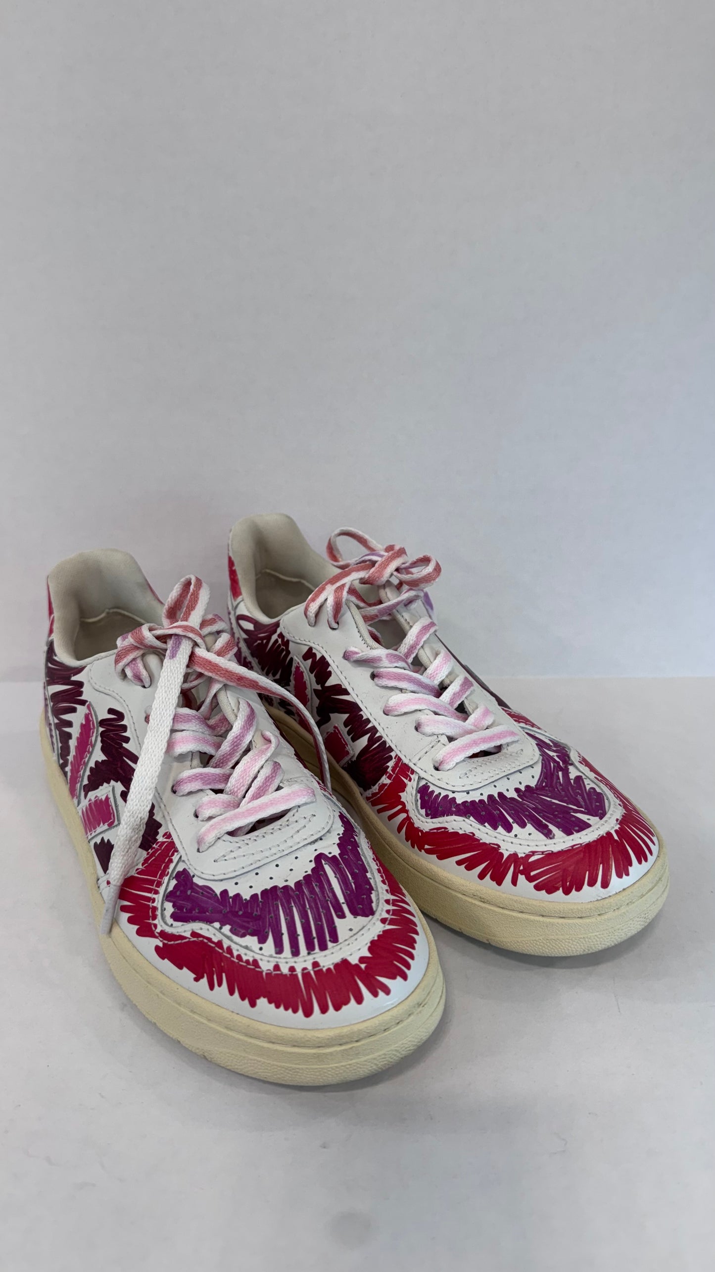 VEJA & MARNI V-10 Scribble Leather Sneaker in Pink & Purple — Excellent | EU36 / US6