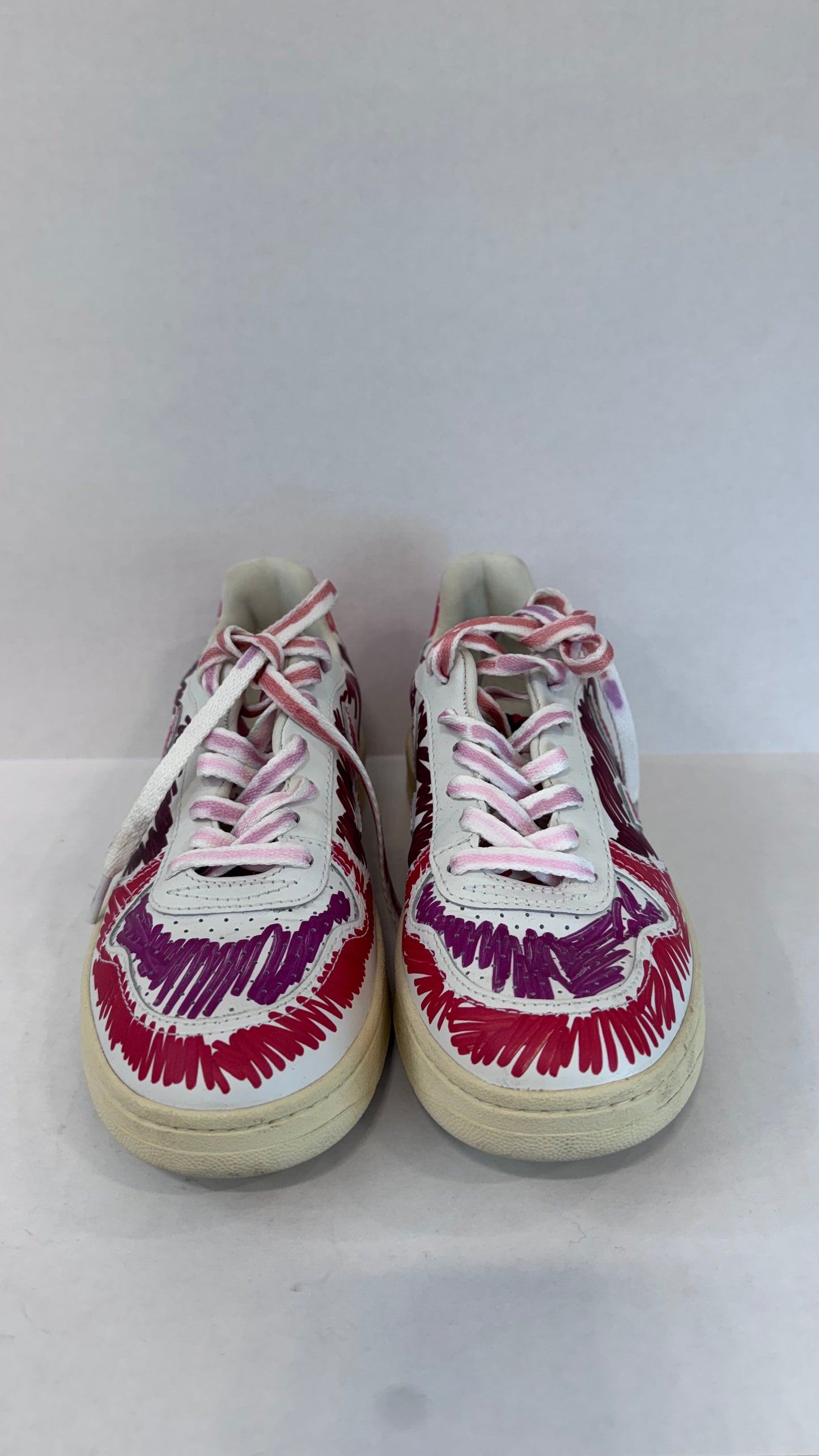 VEJA & MARNI V-10 Scribble Leather Sneaker in Pink & Purple — Excellent | EU36 / US6