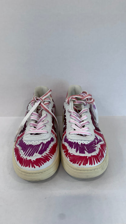 VEJA & MARNI V-10 Scribble Leather Sneaker in Pink & Purple — Excellent | EU36 / US6