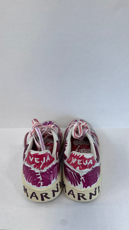 VEJA & MARNI V-10 Scribble Leather Sneaker in Pink & Purple — Excellent | EU36 / US6