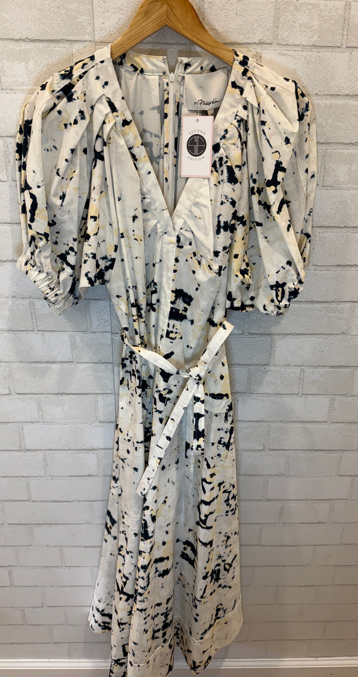 PHILLIP LIM NWT Cotton SS V Neck Kaleidoscope Long Dress/M