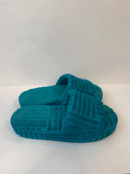 BOTTEGA VENETA Resort Sponge Terry Slide in Teal — Excellent | US5.5-EU36