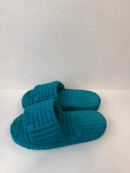 BOTTEGA VENETA Resort Sponge Terry Slide in Teal — Excellent | US5.5-EU36