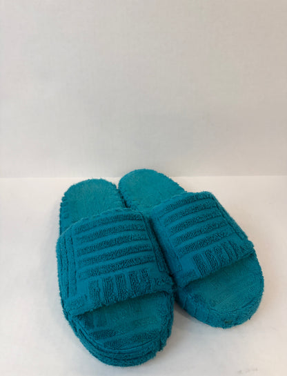 BOTTEGA VENETA Resort Sponge Terry Slide in Teal — Excellent | US5.5-EU36