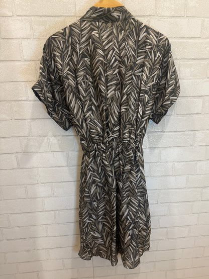 BRUNELLO CUCINELLI Silk Shirt Dress with Drawstring Waist in Tonal Leaf Print — Authentic Pre-Owned | Quiet Luxury | XS