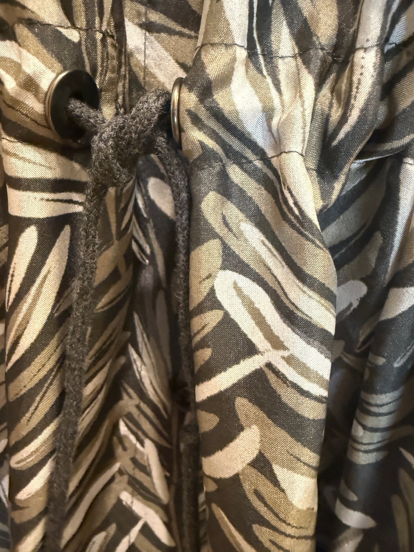 BRUNELLO CUCINELLI Silk Shirt Dress with Drawstring Waist in Tonal Leaf Print — Authentic Pre-Owned | Quiet Luxury | XS