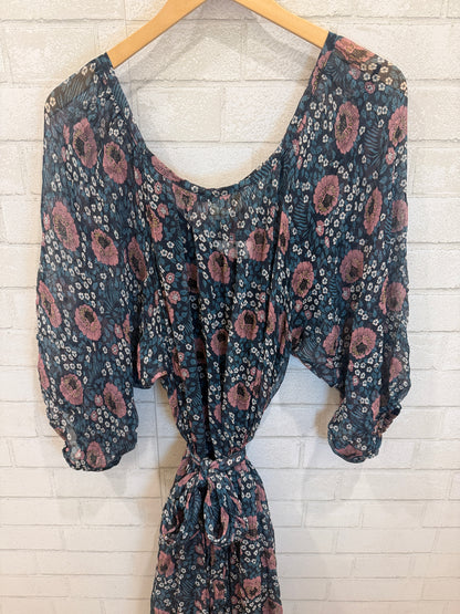 NATHALIE MARTIN  LS Lainy Flower Print Maxi Dress with Belt/S