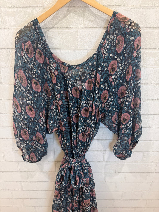 NATHALIE MARTIN  LS Lainy Flower Print Maxi Dress with Belt/S