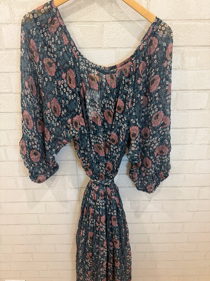 NATHALIE MARTIN  LS Lainy Flower Print Maxi Dress with Belt/S