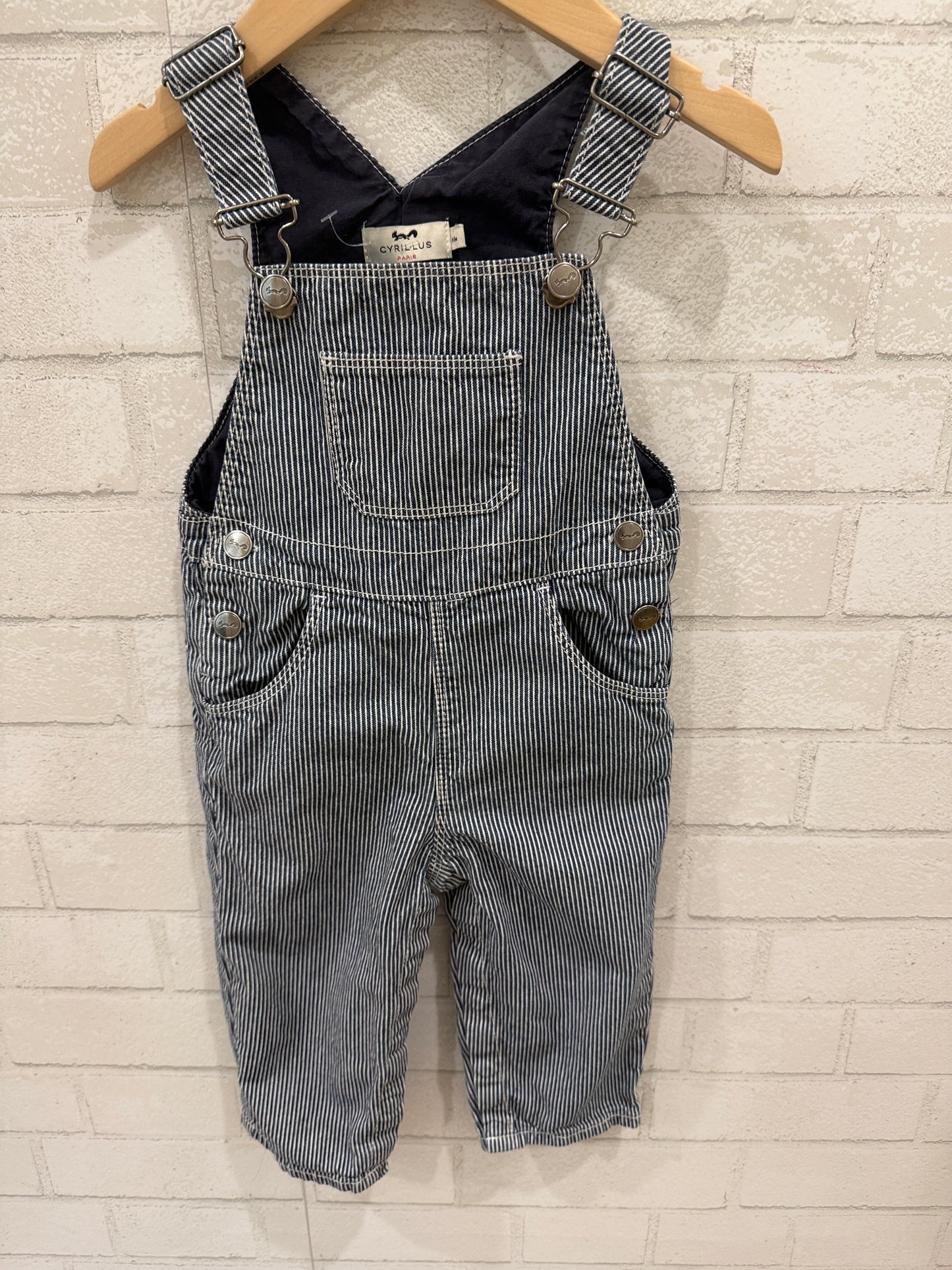 CYRILLUS PARIS Striped Denim Overalls / 18M