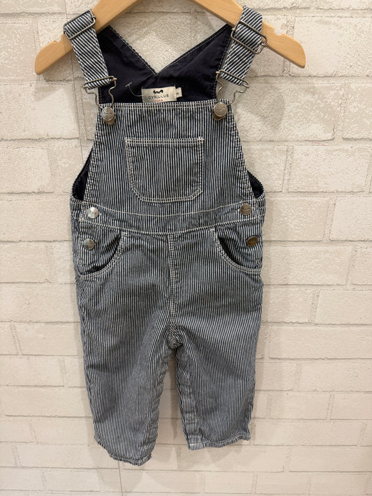 CYRILLUS PARIS Striped Denim Overalls / 18M