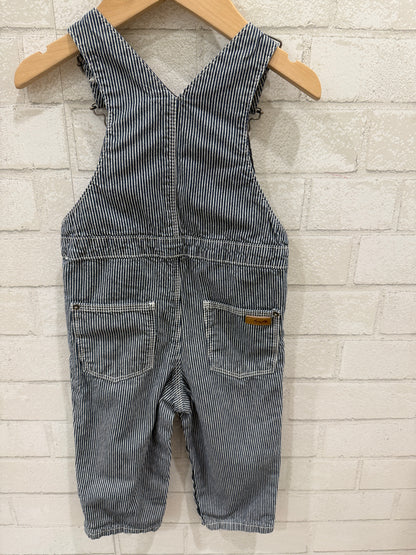 CYRILLUS PARIS Striped Denim Overalls / 18M