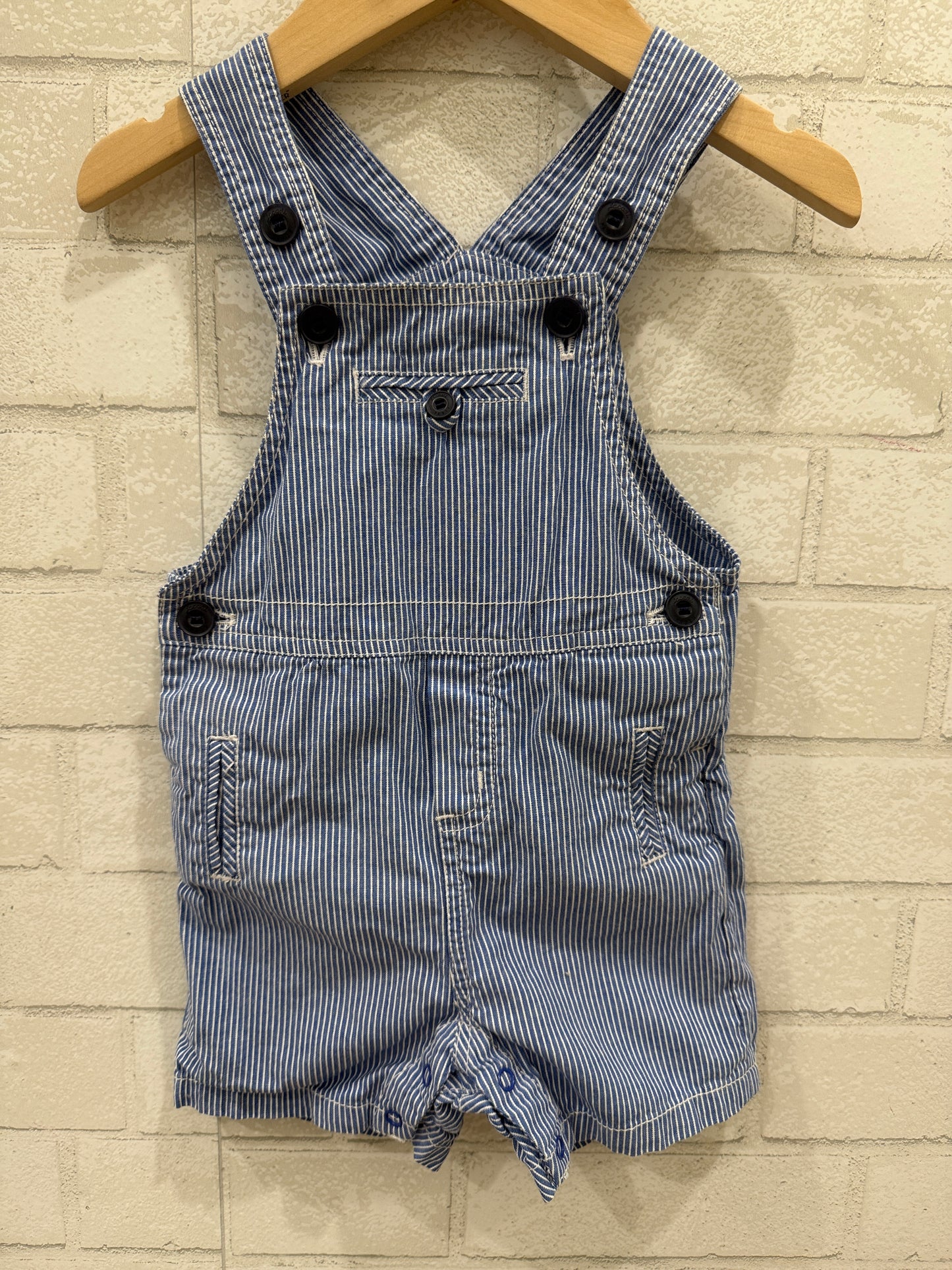 JACADI Striped Short Overalls / 12M