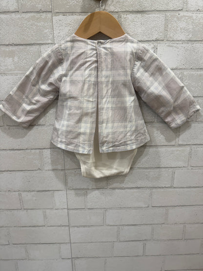JACADI Plaid Onesie Attached Shirt / 6M