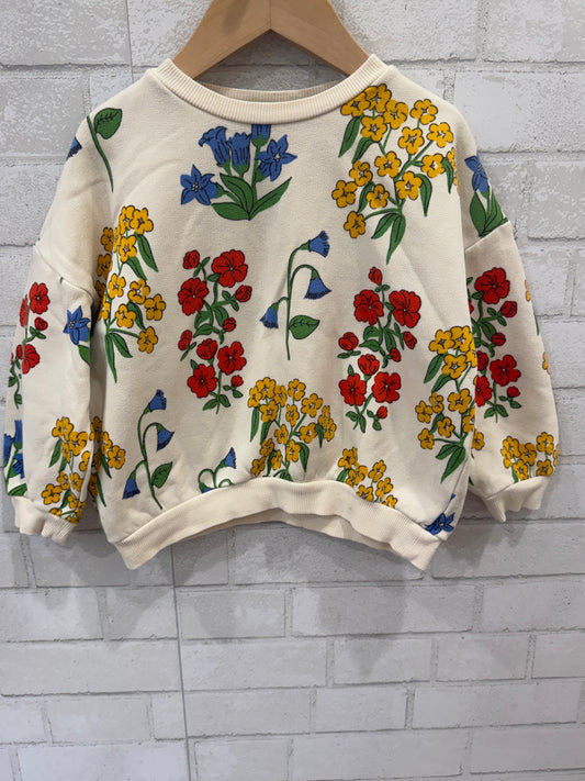 MINI RODINI Floral Cotton Sweater/ 4-5Y