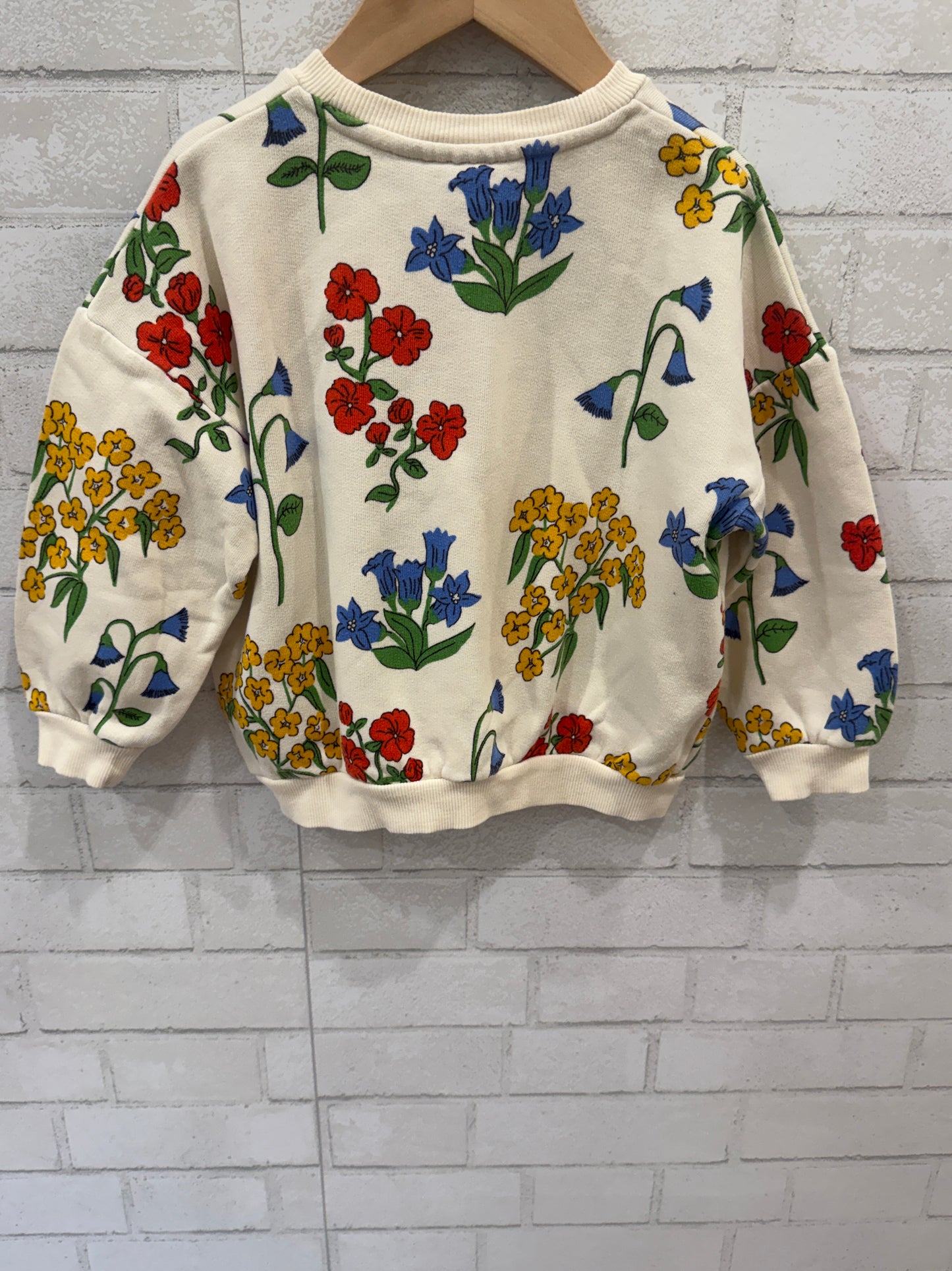 MINI RODINI Floral Cotton Sweater/ 4-5Y