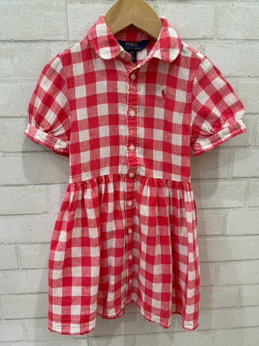 POLO RALPH LAUREN Linen SS Tartan Dress/4Y