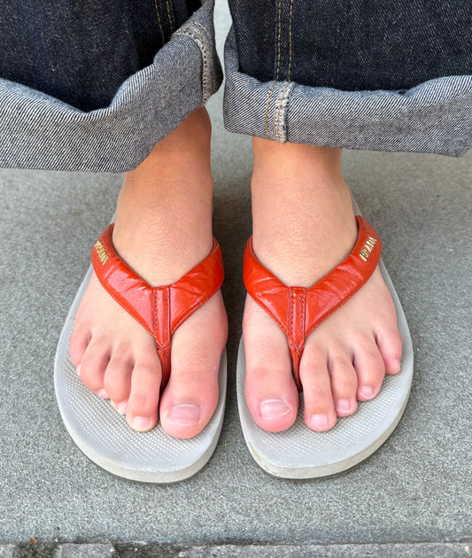 PRADA Patent Leather Flip Flop Sandals / US5