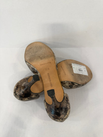MANOLO BLAHNIK Python Leather Peep-Toe Pump / US7-EU37.5