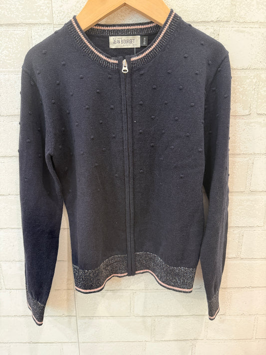 JEAN BOURGET Shimmer Details Zip Cardigan/8Y