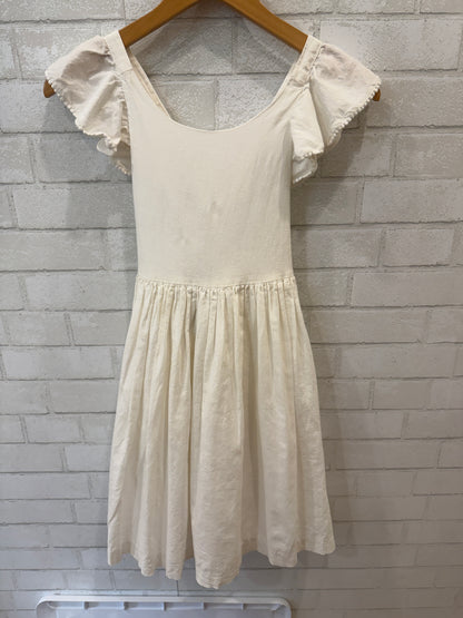 JACADI White Linen Dress w. Ruffle / 10Y