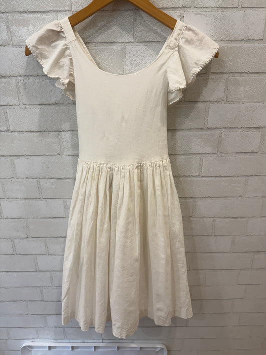 JACADI White Linen Dress w. Ruffle / 10Y
