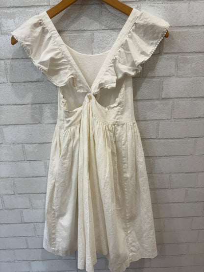 JACADI White Linen Dress w. Ruffle / 10Y