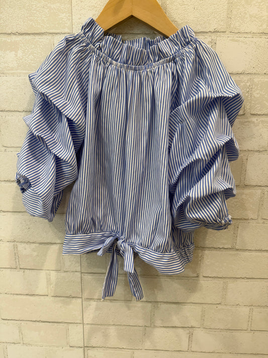 HABITUAL Striped Smocked Neck Blouse/10Y