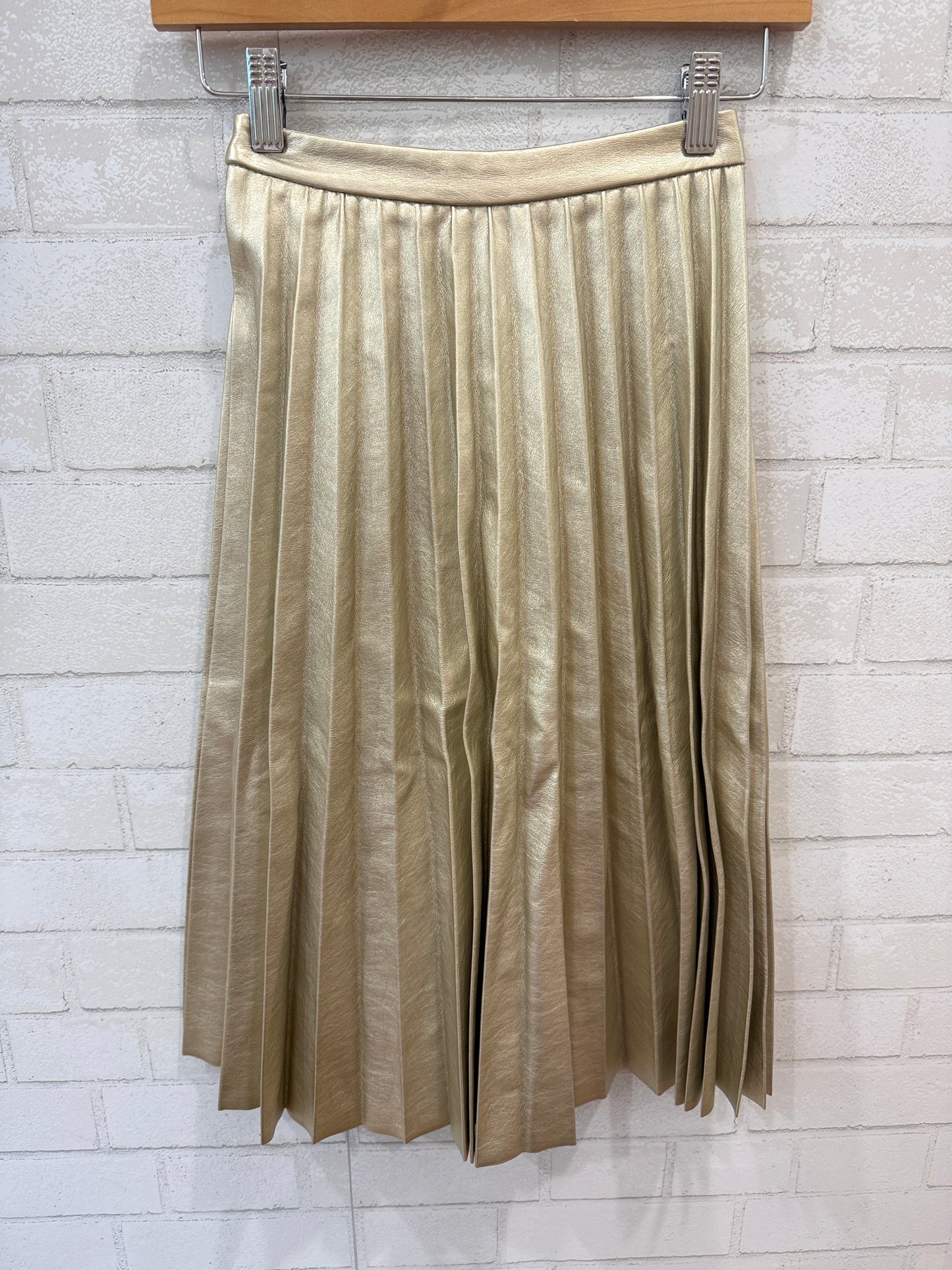 ZARA Gold Pleated Midi Skirt / 12Y