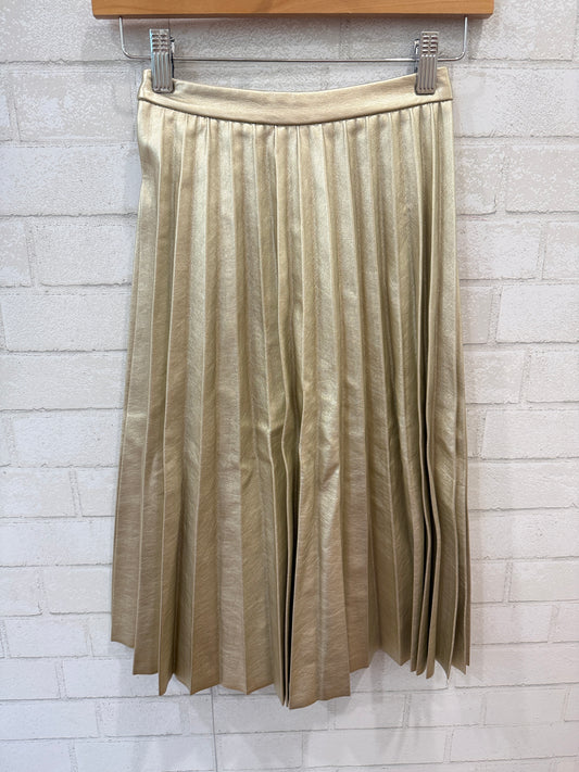 ZARA Gold Pleated Midi Skirt / 12Y