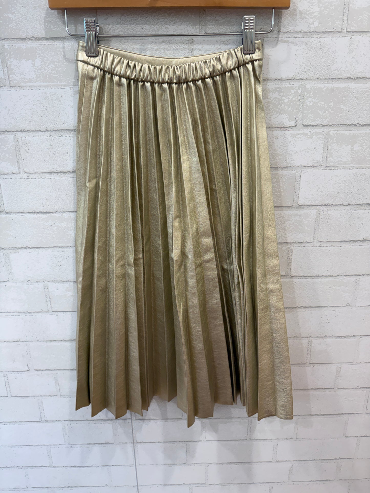 ZARA Gold Pleated Midi Skirt / 12Y