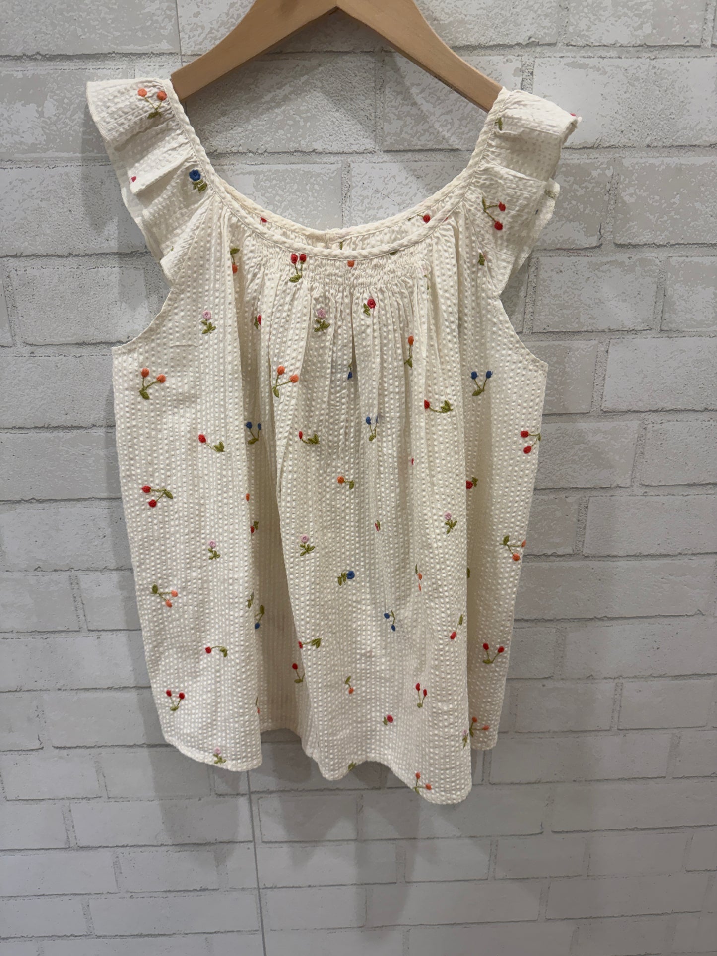 BONPOINT Cotton Sleeveless Shirt W Flowers/14Y