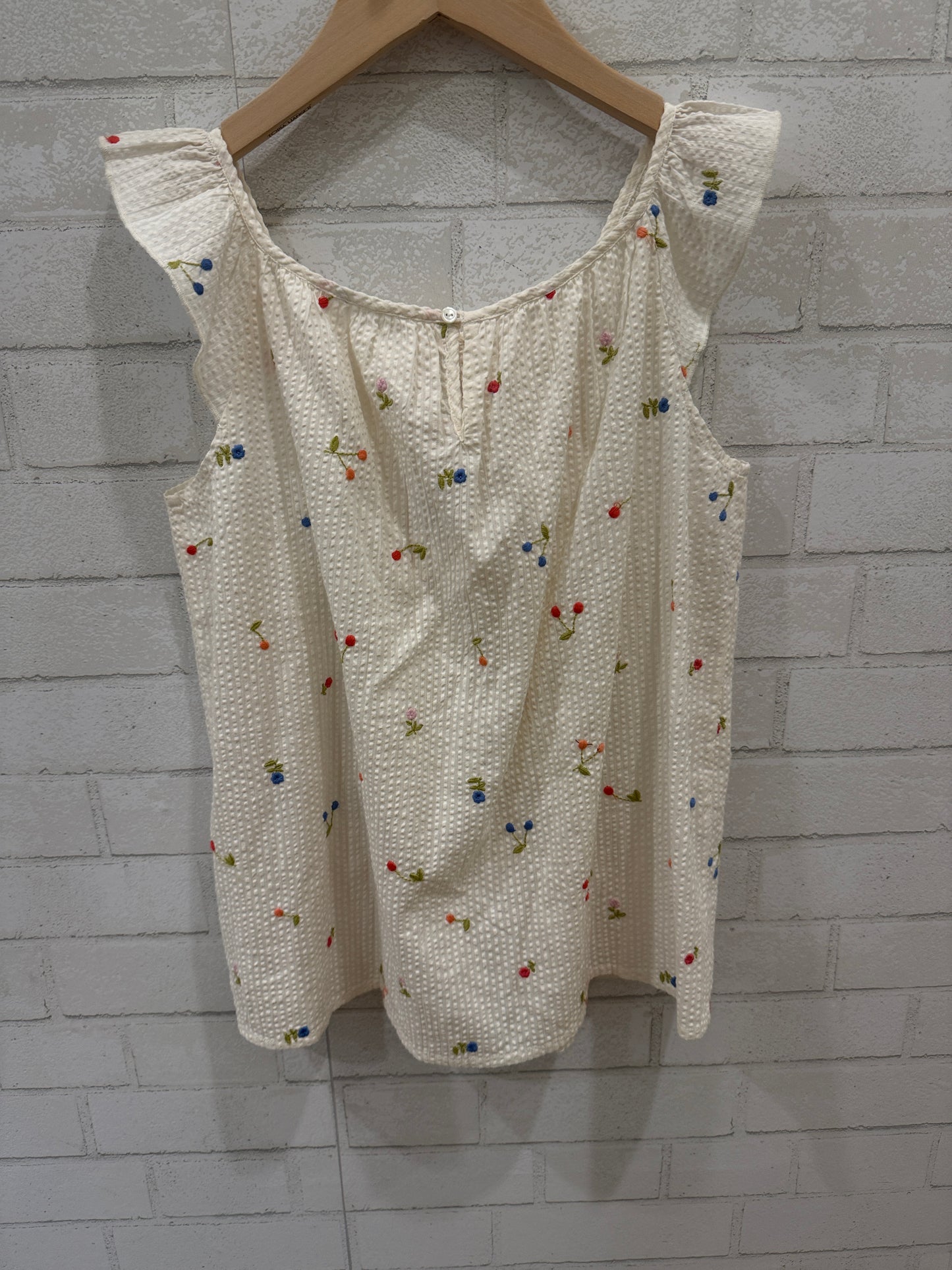 BONPOINT Cotton Sleeveless Shirt W Flowers/14Y