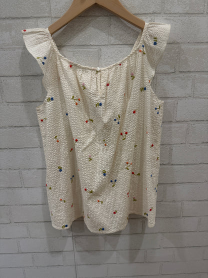 BONPOINT Cotton Sleeveless Shirt W Flowers/14Y
