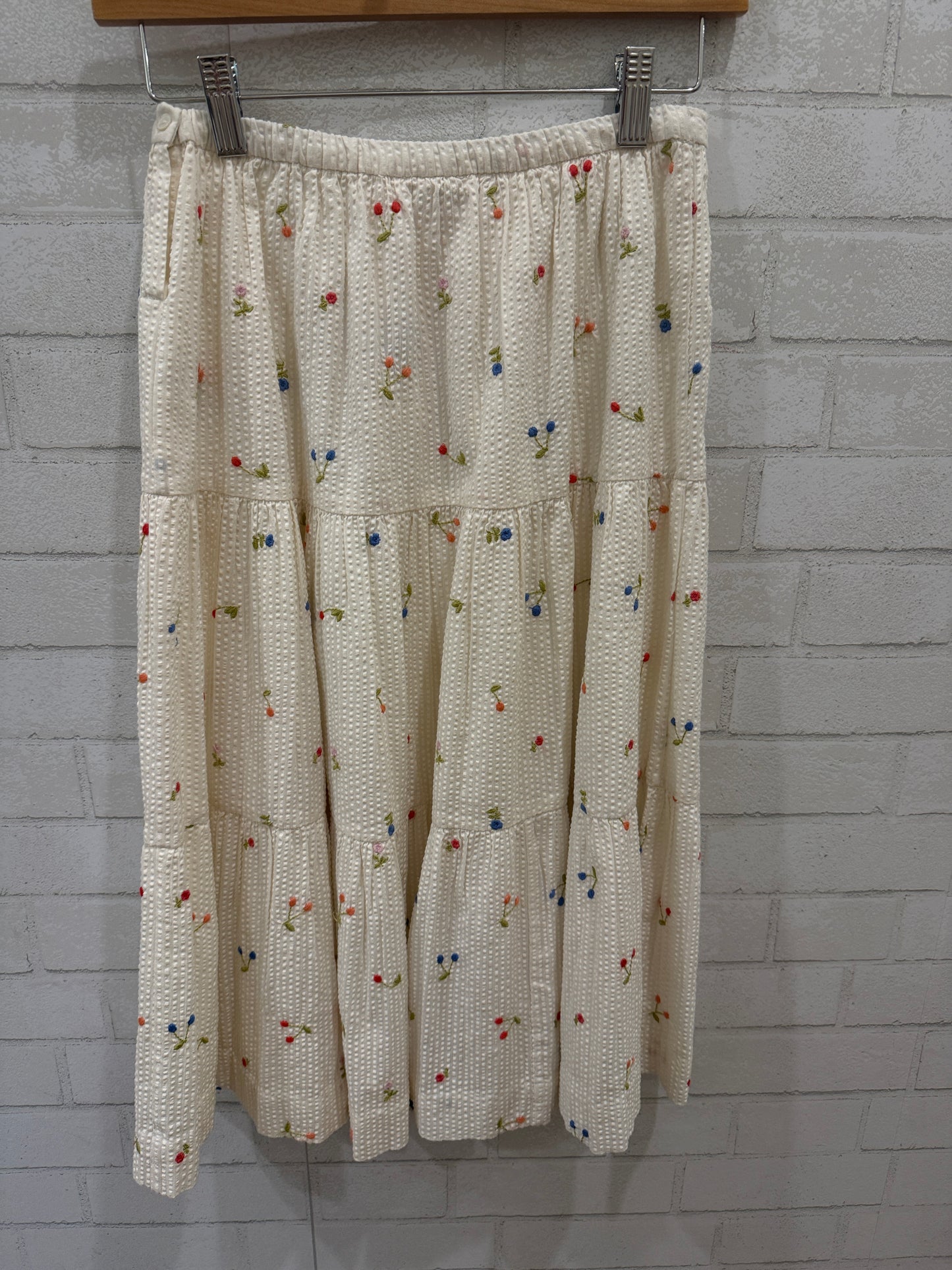 BONPOINT Cotton Maxi Skirt W Flowers/14Y