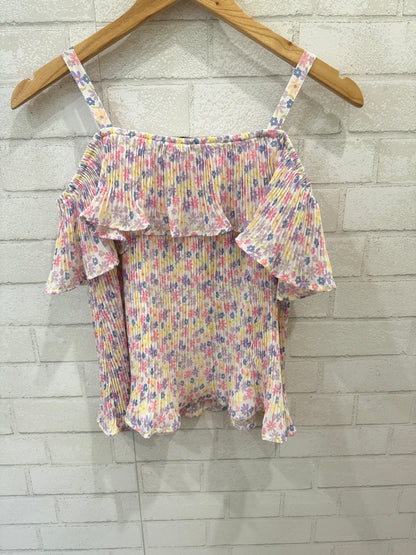 GEORGE Girls Sleeveless Flower Print Pleated Top& Skirt Set/13-14Y