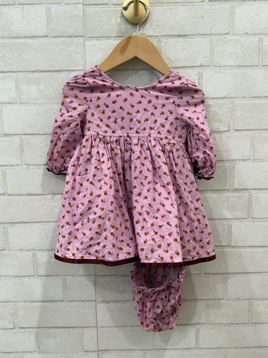 PINK CHICKEN LS Mini Floral Dress +Bloomer/3-6M