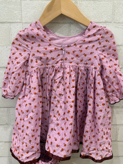 PINK CHICKEN LS Mini Floral Dress +Bloomer/3-6M
