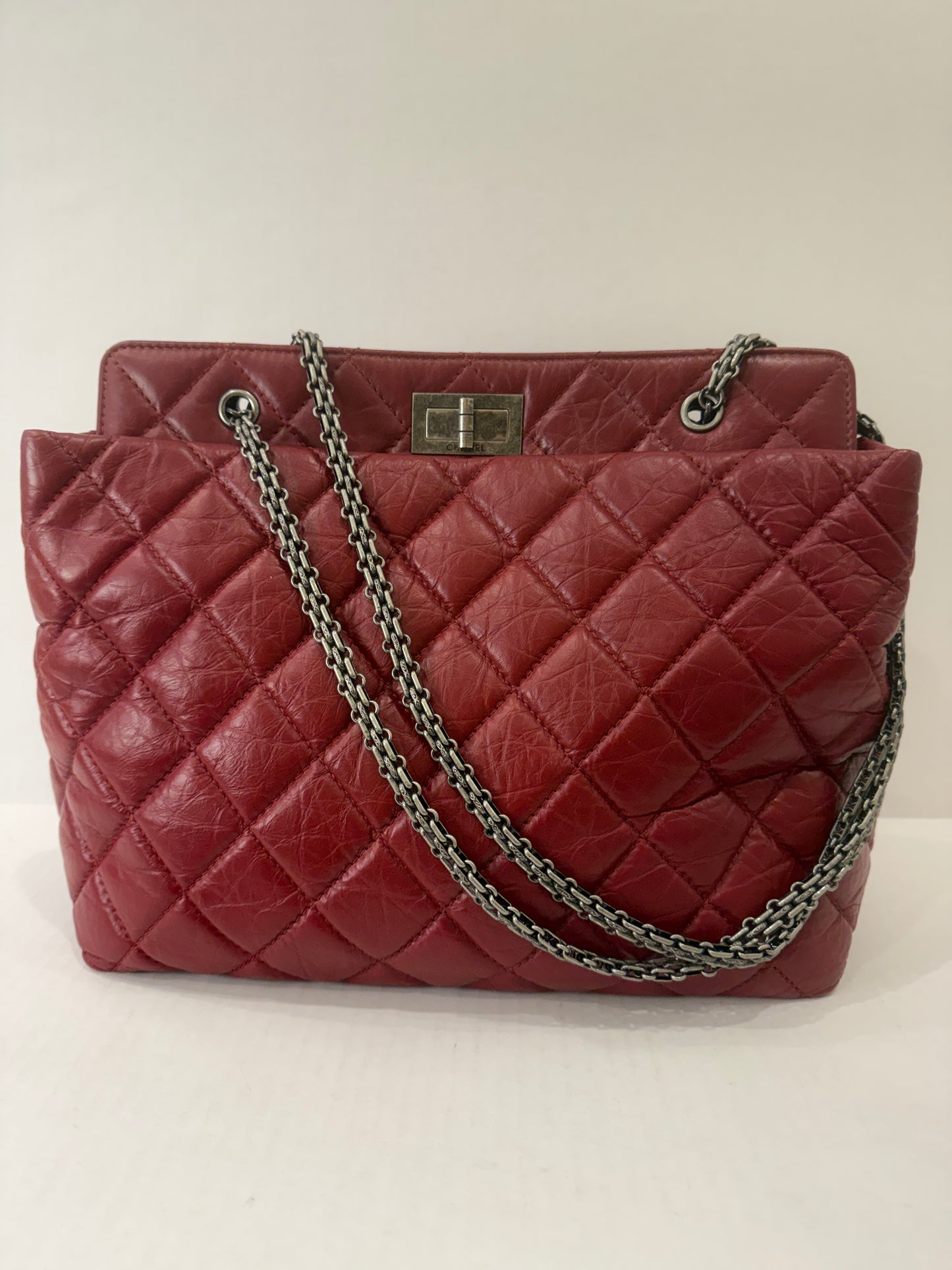 CHANEL 2.55 Reissue Shopping Tote in Red Aged Calfskin — Authentic Pre-Owned | Mademoiselle Lock