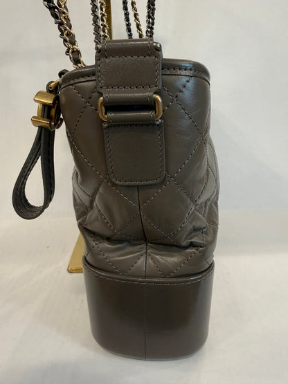 CHANEL Gabrielle Hobo Medium in Metallic Silver Aged Calfskin — Authentic Pre-Owned | Karl Lagerfeld 2017