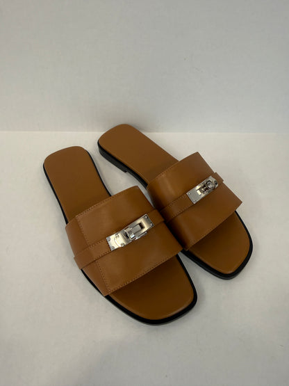 HERMES Leather Flat Sandals/ US 6.5-EU36.5
