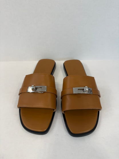 HERMES Leather Flat Sandals/ US 6.5-EU36.5