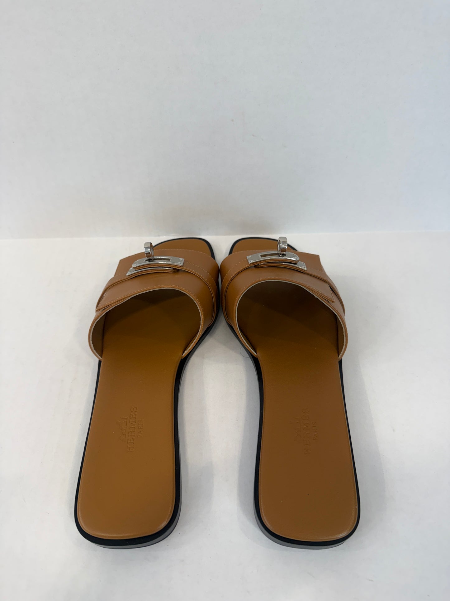 HERMES Leather Flat Sandals/ US 6.5-EU36.5