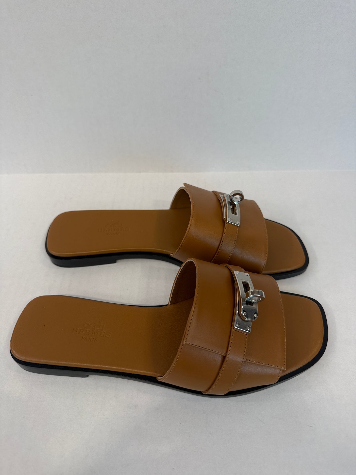 HERMES Leather Flat Sandals/ US 6.5-EU36.5