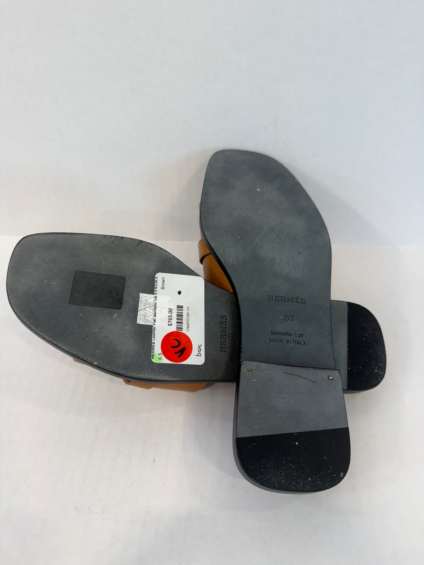 HERMES Leather Flat Sandals/ US 6.5-EU36.5